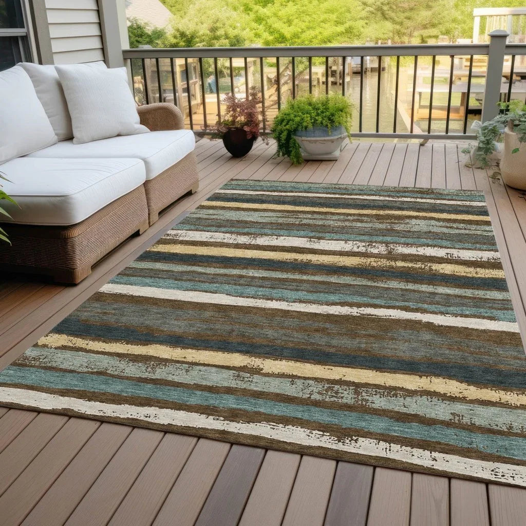 LOOMLAN Rugs Sylira Brown Washable Indoor-Outdoor Rug