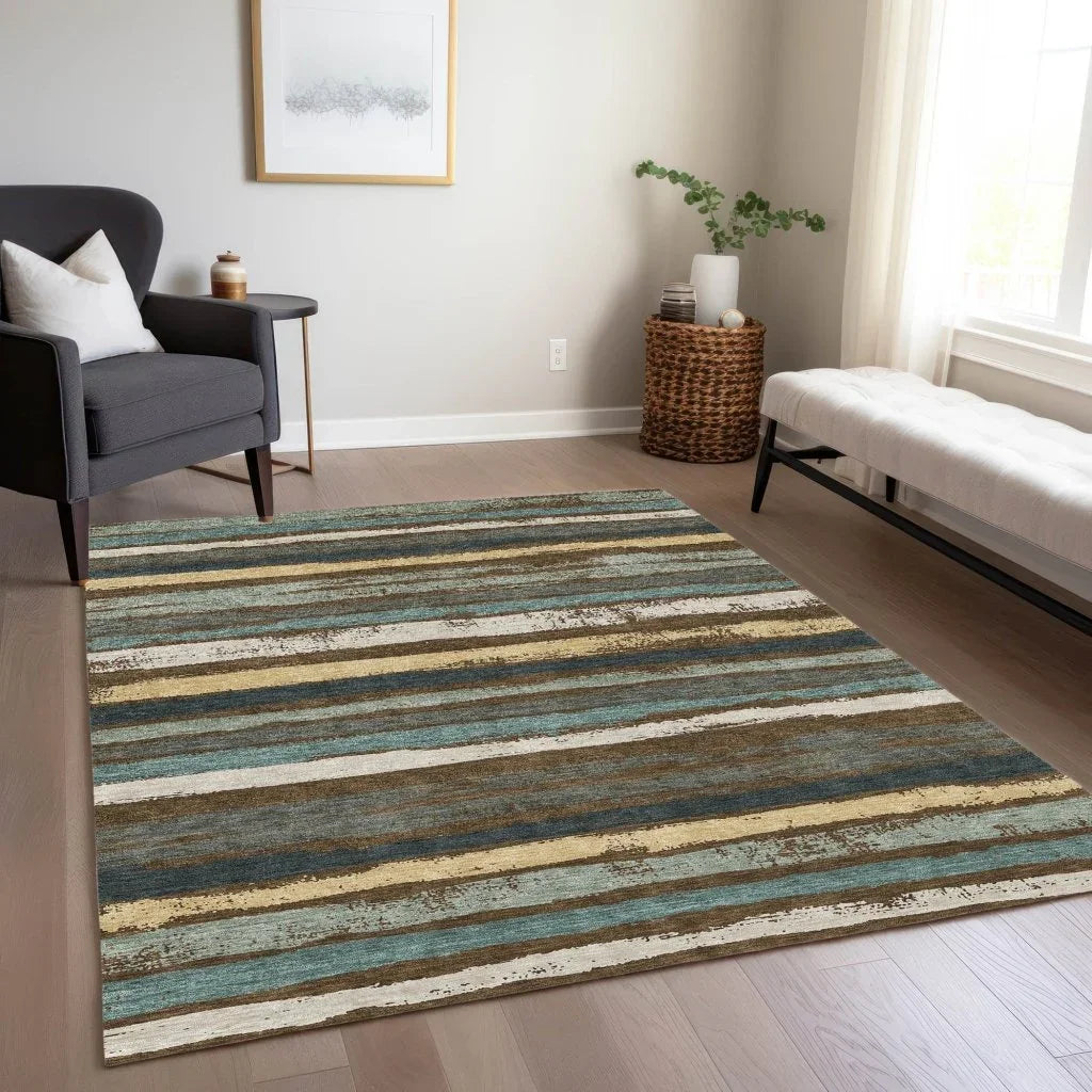 LOOMLAN Rugs Sylira Brown Washable Indoor-Outdoor Rug