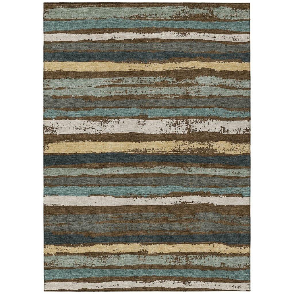 LOOMLAN Rugs Sylira Brown Washable Indoor-Outdoor Rug