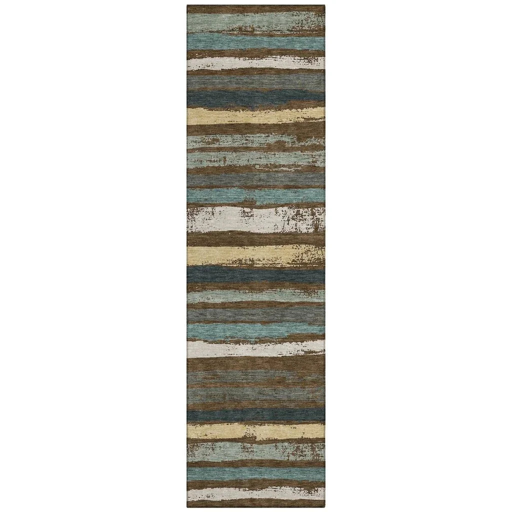 LOOMLAN Rugs Sylira Brown Washable Indoor-Outdoor Rug