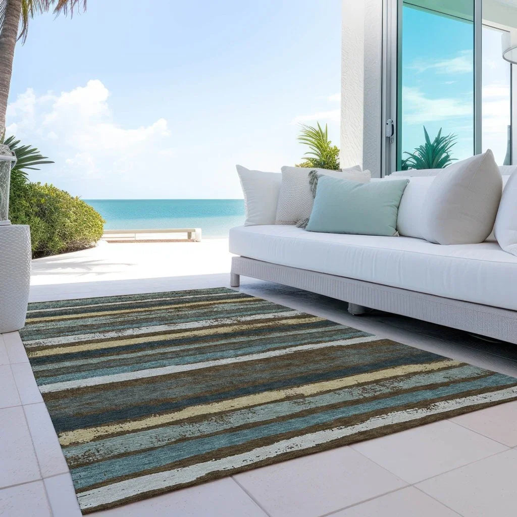 LOOMLAN Rugs Sylira Brown Washable Indoor-Outdoor Rug