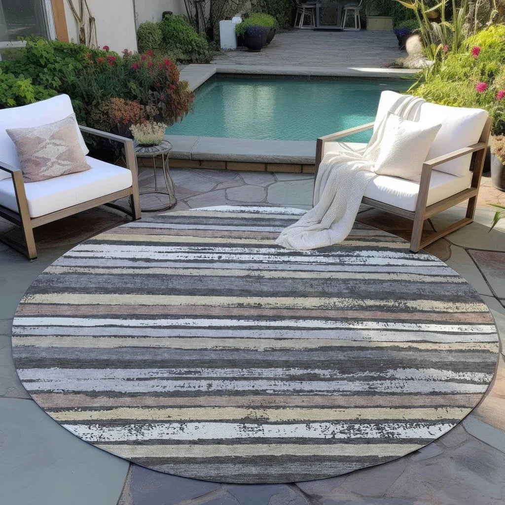 LOOMLAN Rugs Sylira Charcoal Washable Indoor-Outdoor Rug