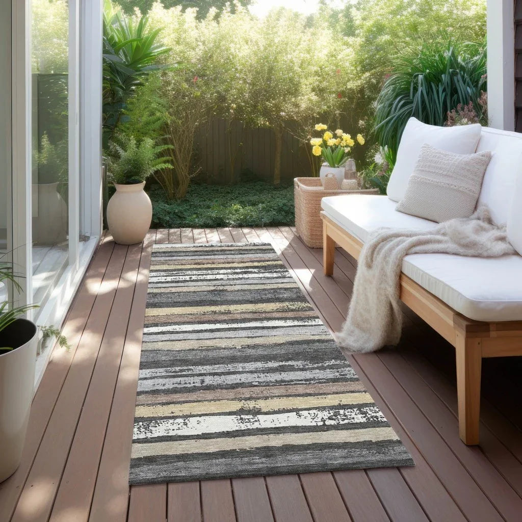 LOOMLAN Rugs Sylira Charcoal Washable Indoor-Outdoor Rug