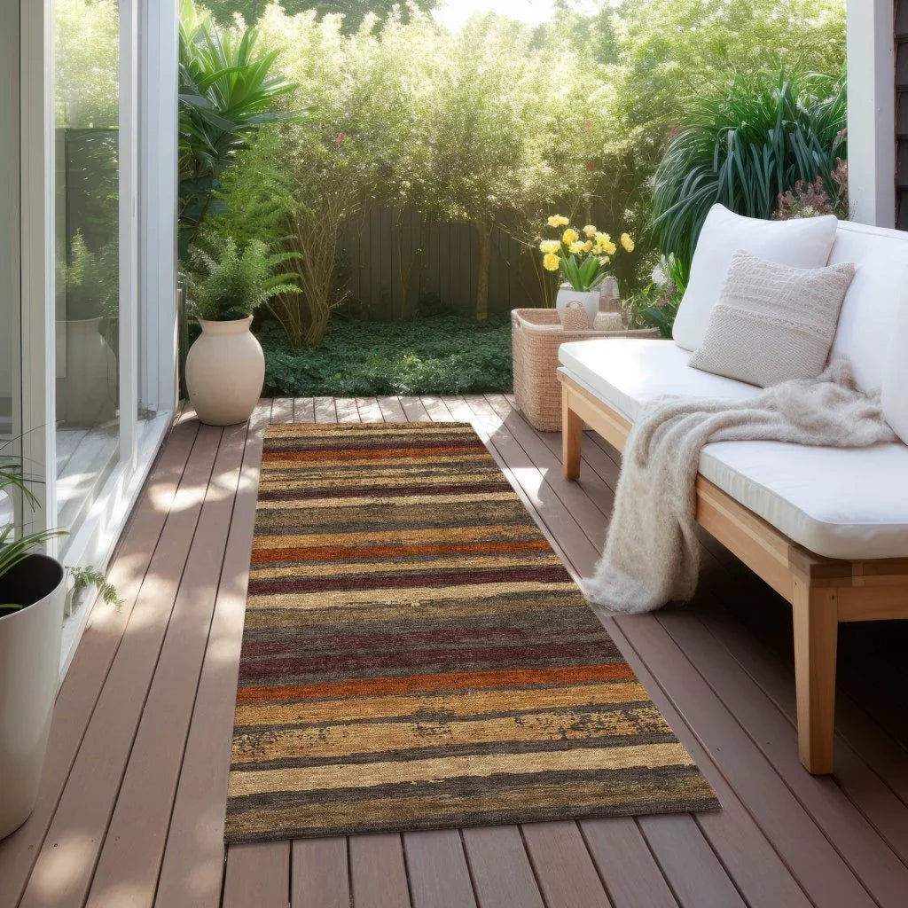 LOOMLAN Rugs Sylira Chocolate Washable Indoor-Outdoor Rug