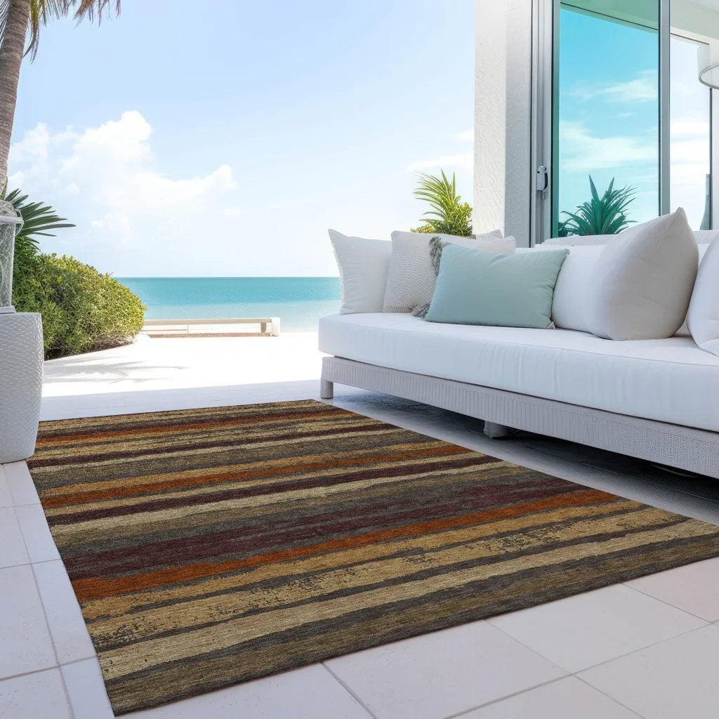 LOOMLAN Rugs Sylira Chocolate Washable Indoor-Outdoor Rug