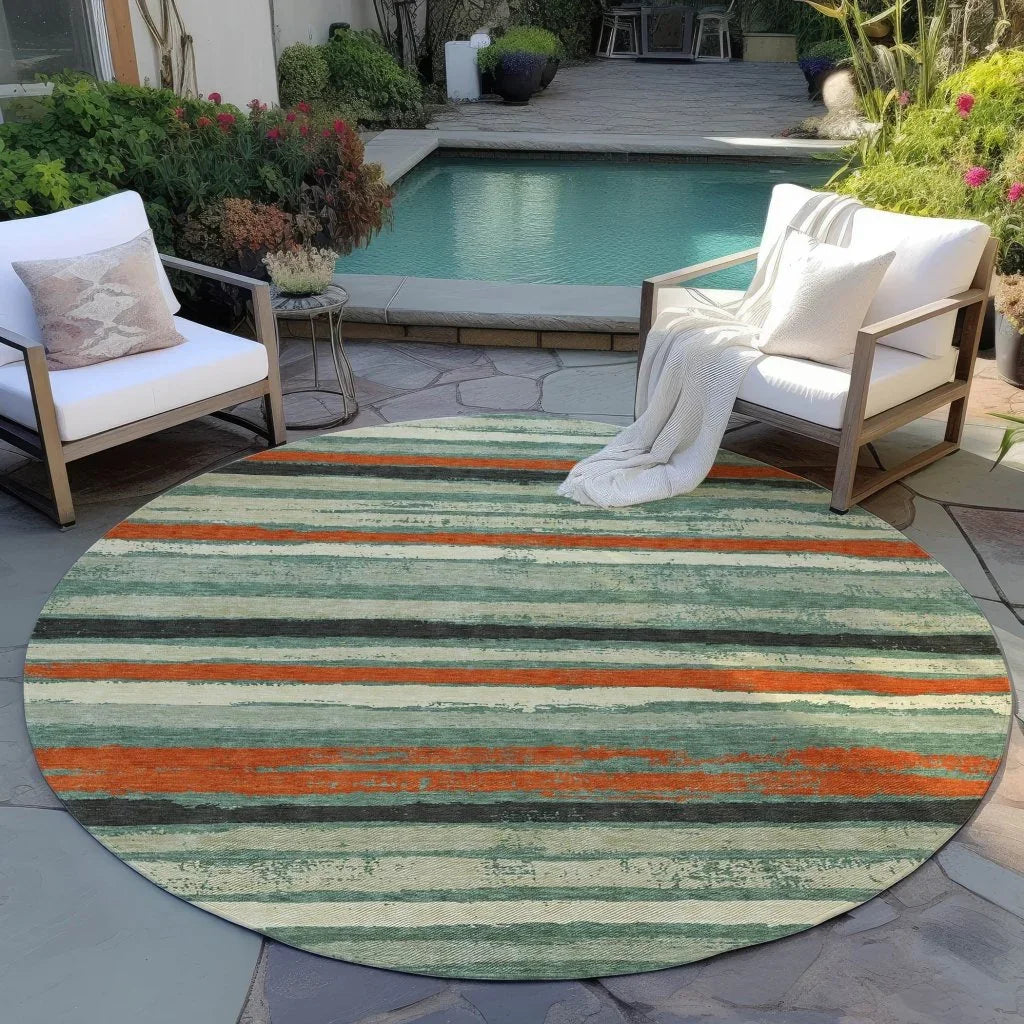LOOMLAN Rugs Sylira Green Washable Indoor-Outdoor Rug