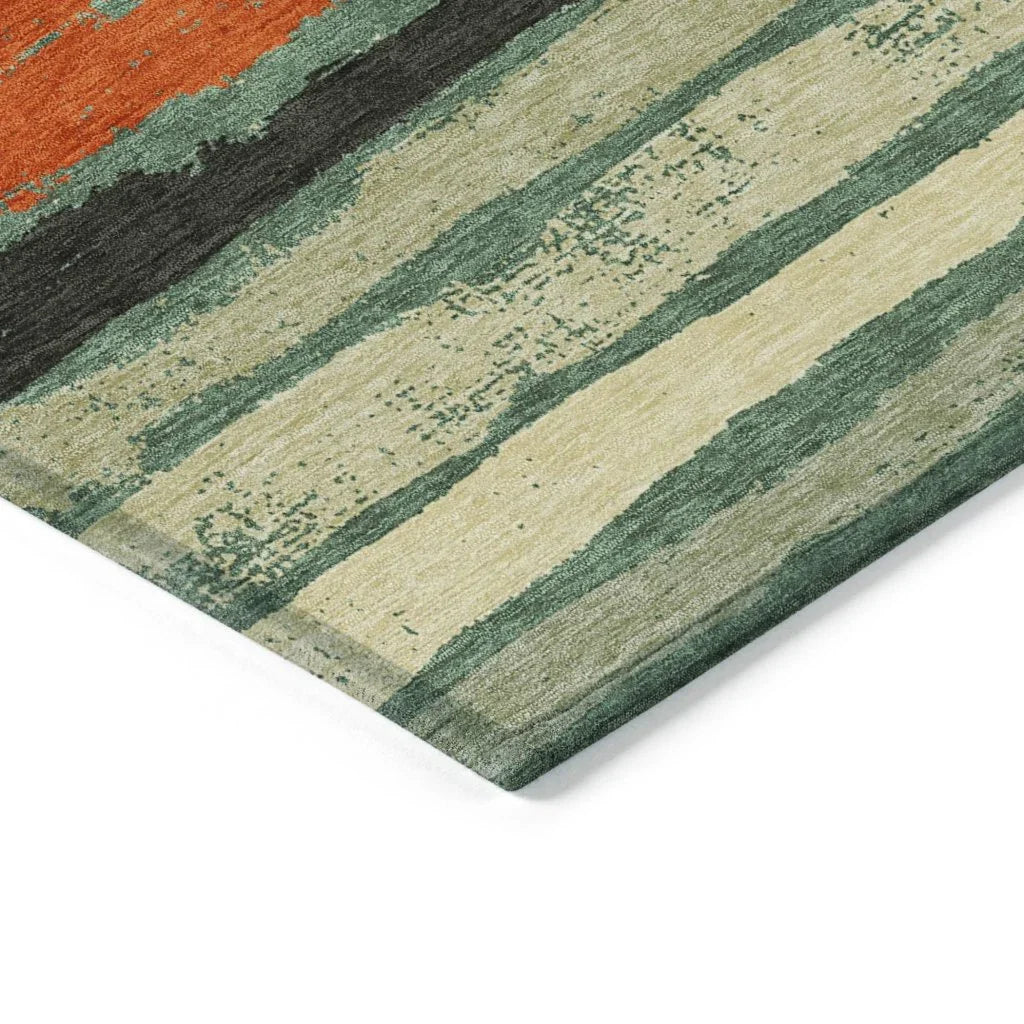LOOMLAN Rugs Sylira Green Washable Indoor-Outdoor Rug