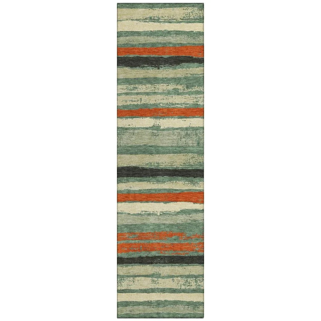 LOOMLAN Rugs Sylira Green Washable Indoor-Outdoor Rug