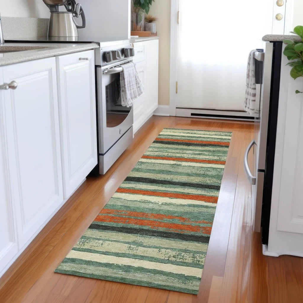 LOOMLAN Rugs Sylira Green Washable Indoor-Outdoor Rug
