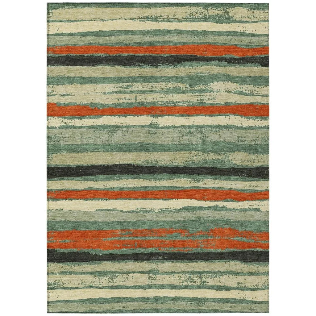 LOOMLAN Rugs Sylira Green Washable Indoor-Outdoor Rug