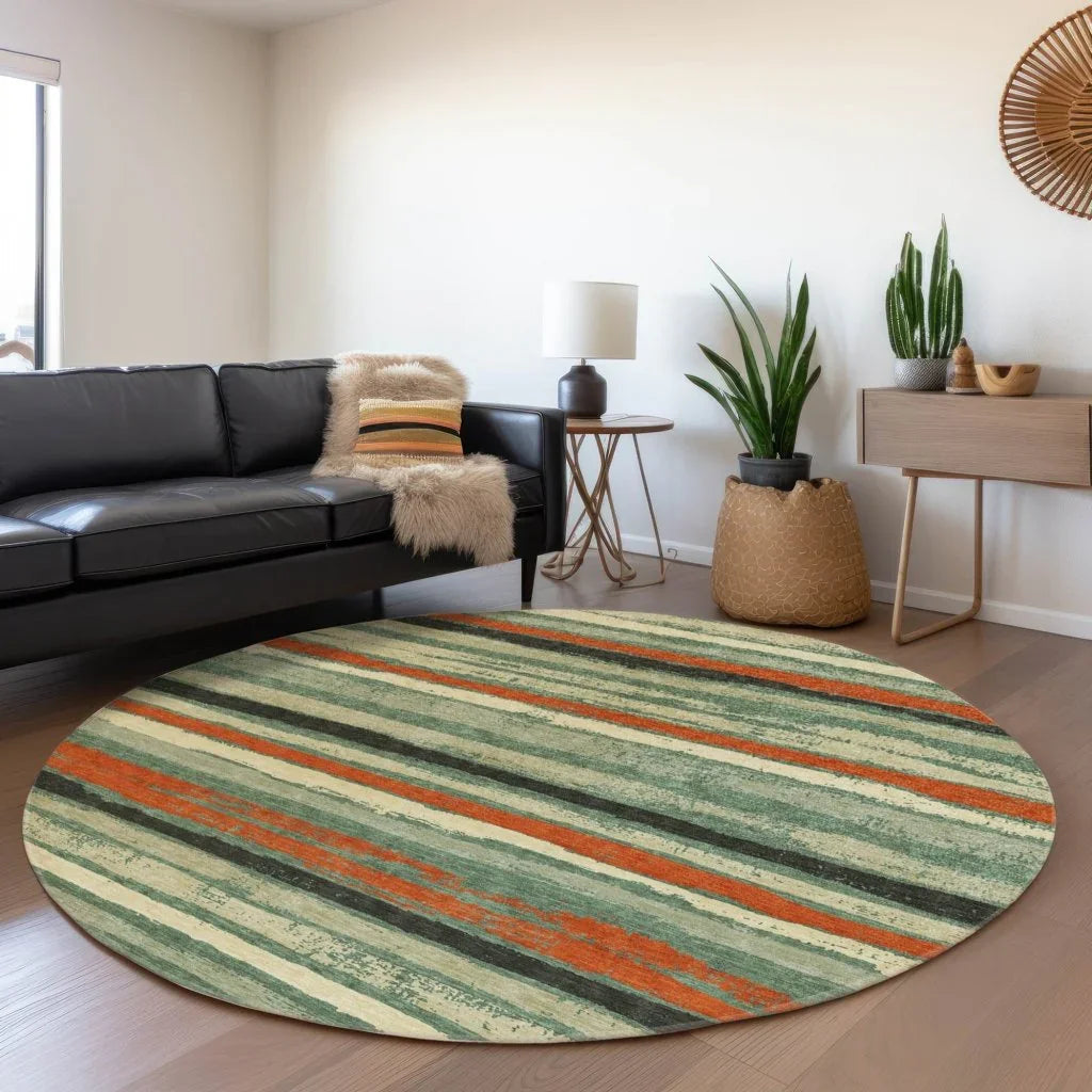 LOOMLAN Rugs Sylira Green Washable Indoor-Outdoor Rug