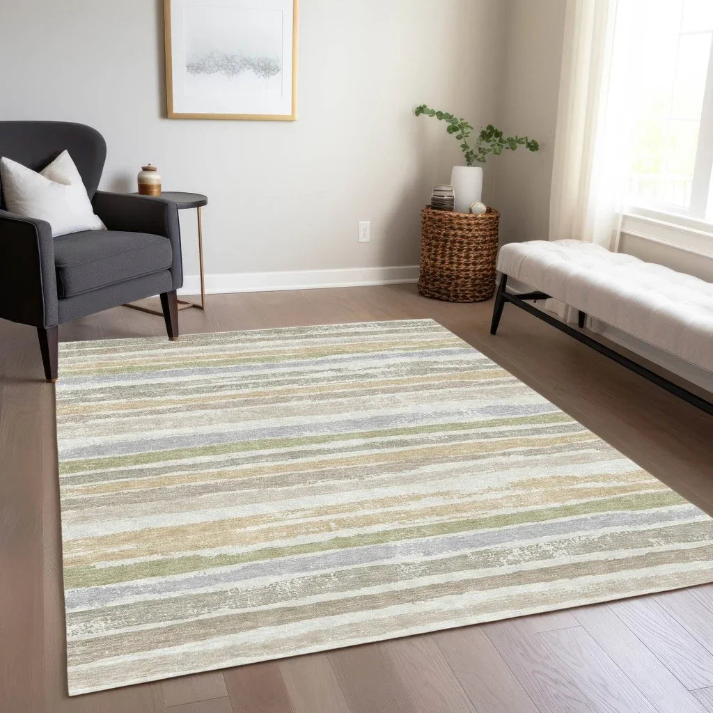 LOOMLAN Rugs Sylira Ivory Washable Indoor-Outdoor Rug