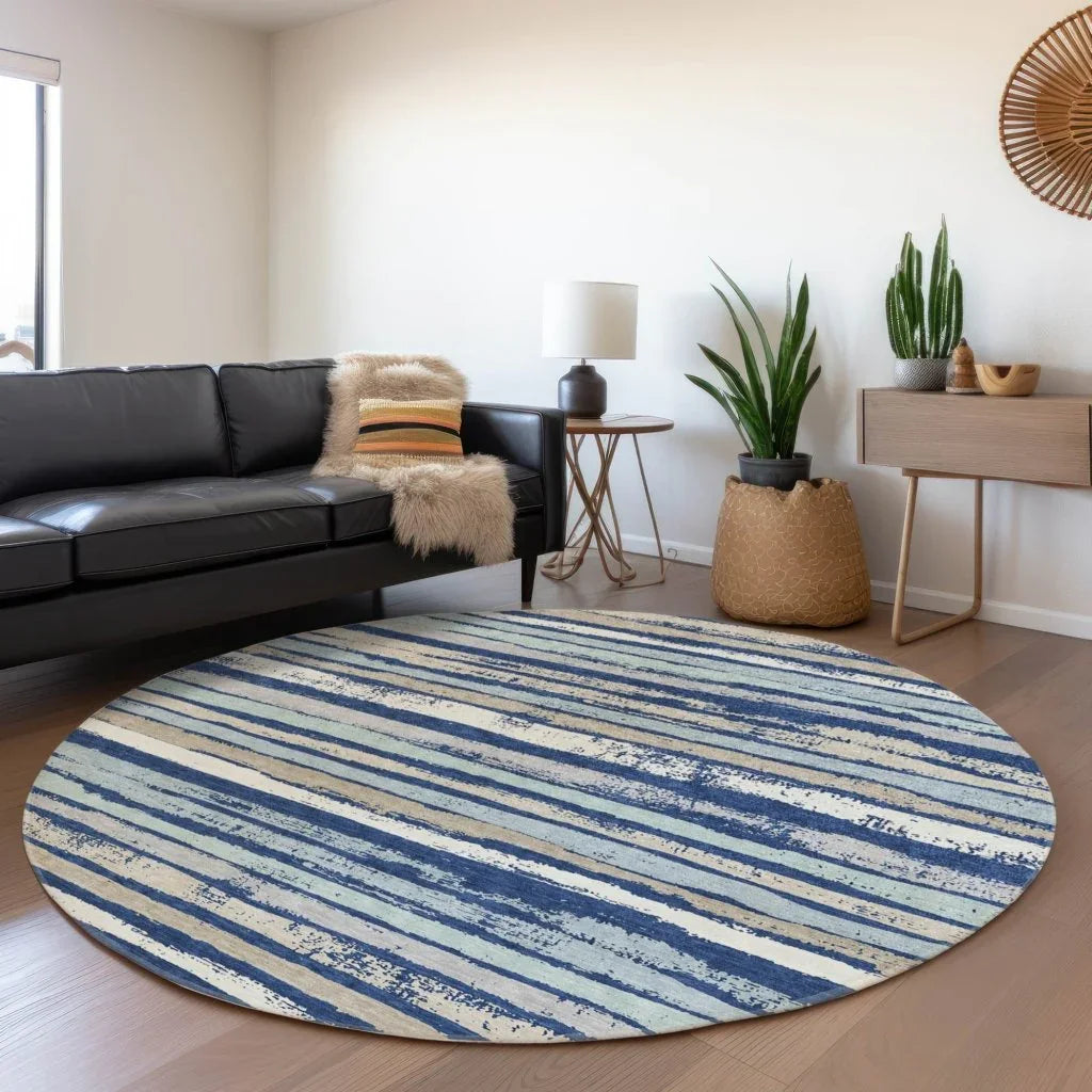 LOOMLAN Rugs Sylira Navy Washable Indoor-Outdoor Rug