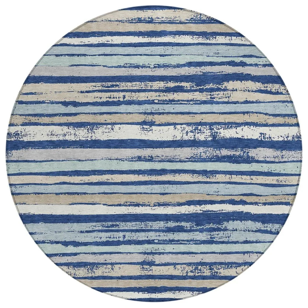 LOOMLAN Rugs Sylira Navy Washable Indoor-Outdoor Rug