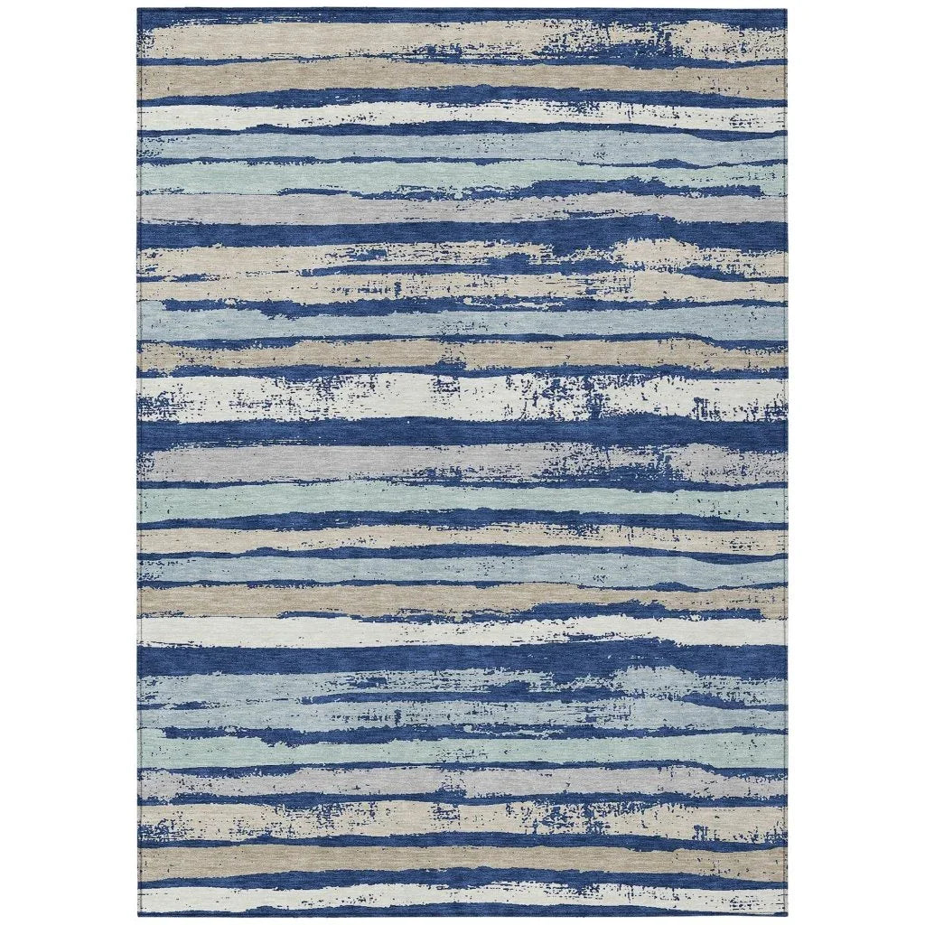 LOOMLAN Rugs Sylira Navy Washable Indoor-Outdoor Rug