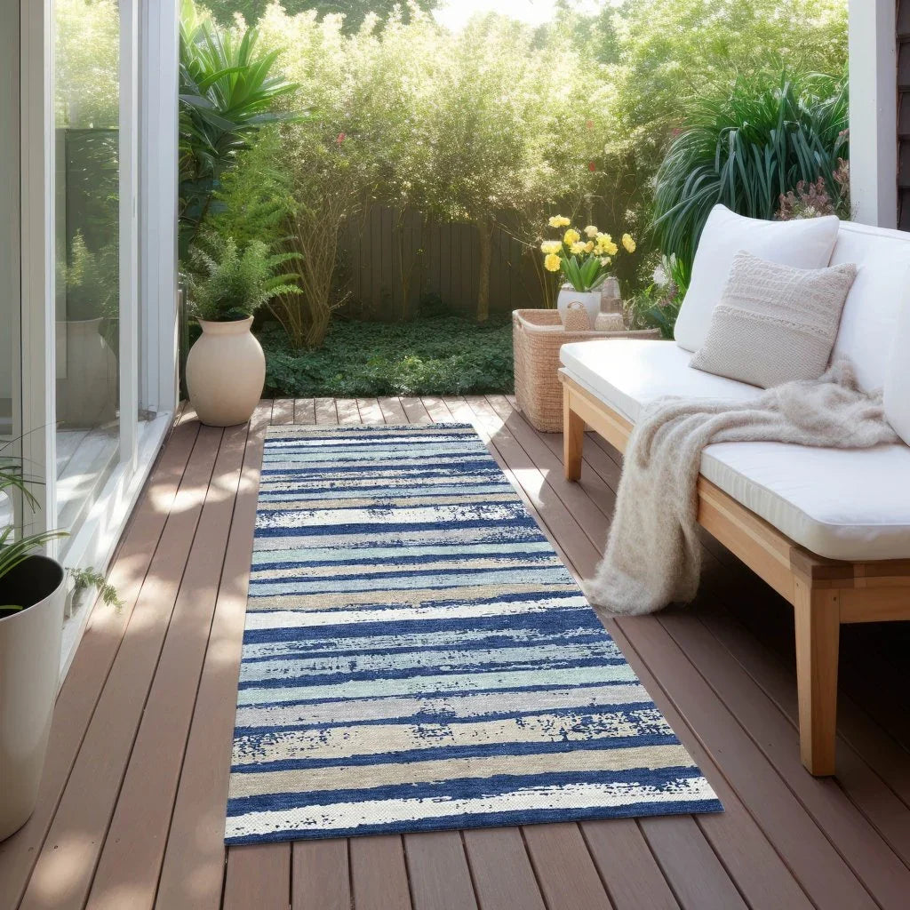 LOOMLAN Rugs Sylira Navy Washable Indoor-Outdoor Rug