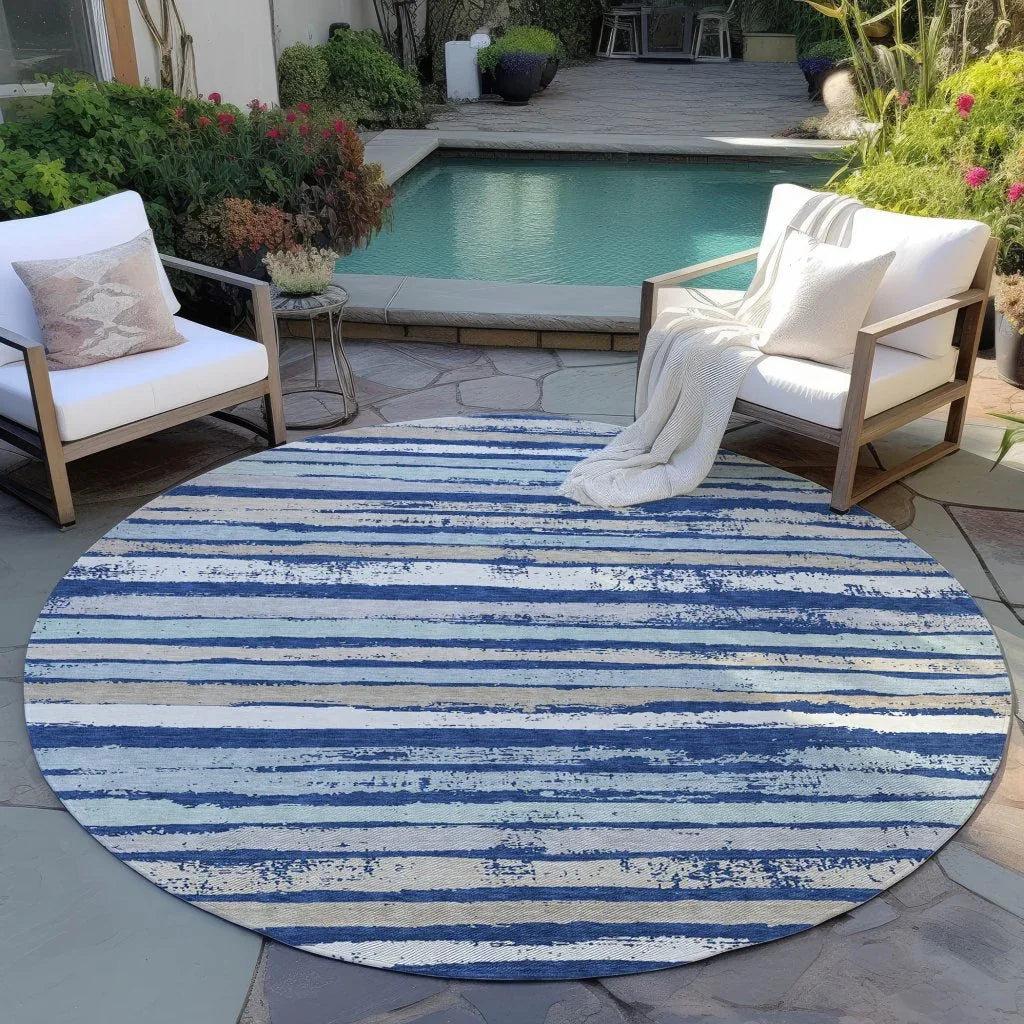 LOOMLAN Rugs Sylira Navy Washable Indoor-Outdoor Rug