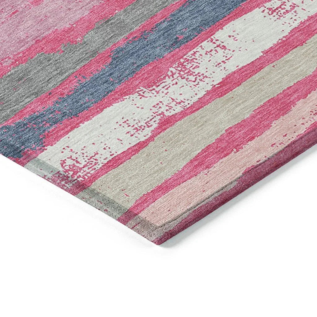 LOOMLAN Rugs Sylira Pink Washable Indoor-Outdoor Rug