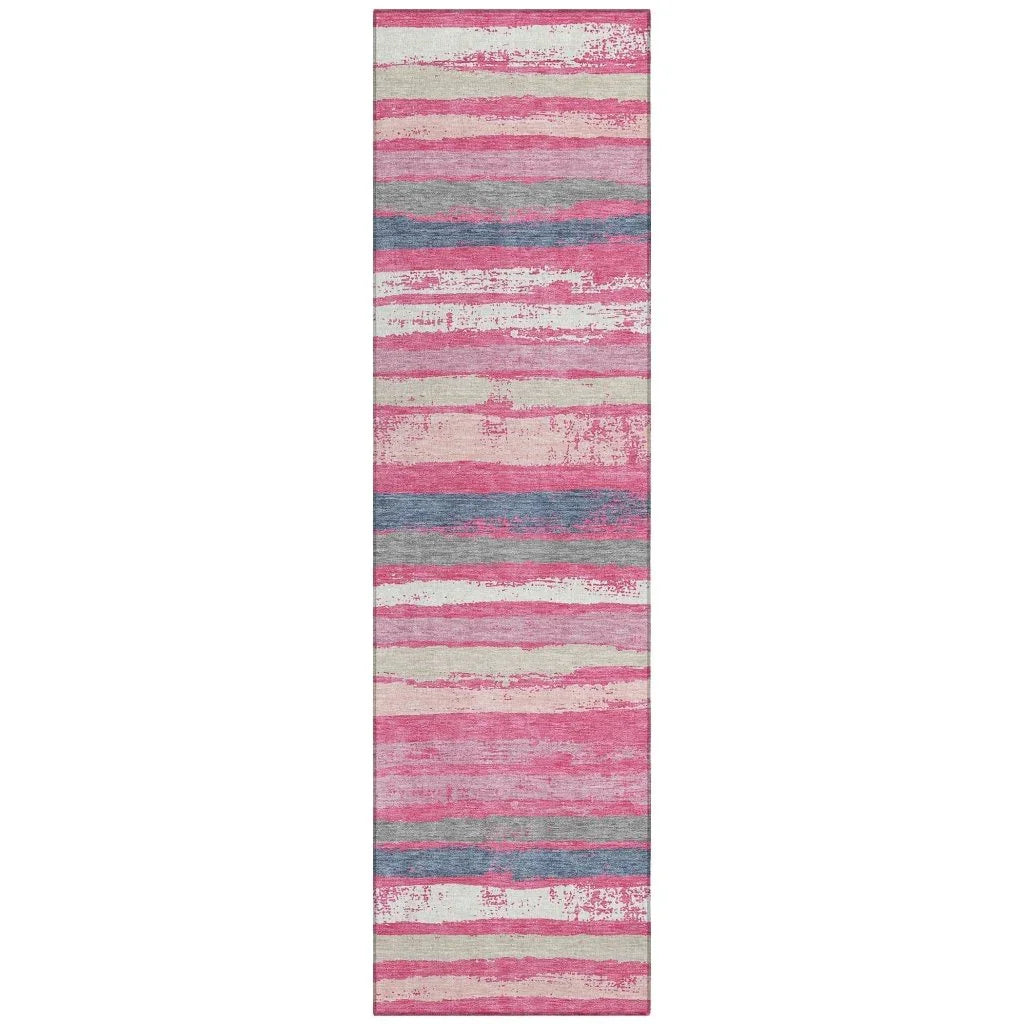 LOOMLAN Rugs Sylira Pink Washable Indoor-Outdoor Rug