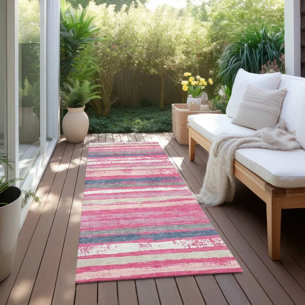 LOOMLAN Rugs Sylira Pink Washable Indoor-Outdoor Rug