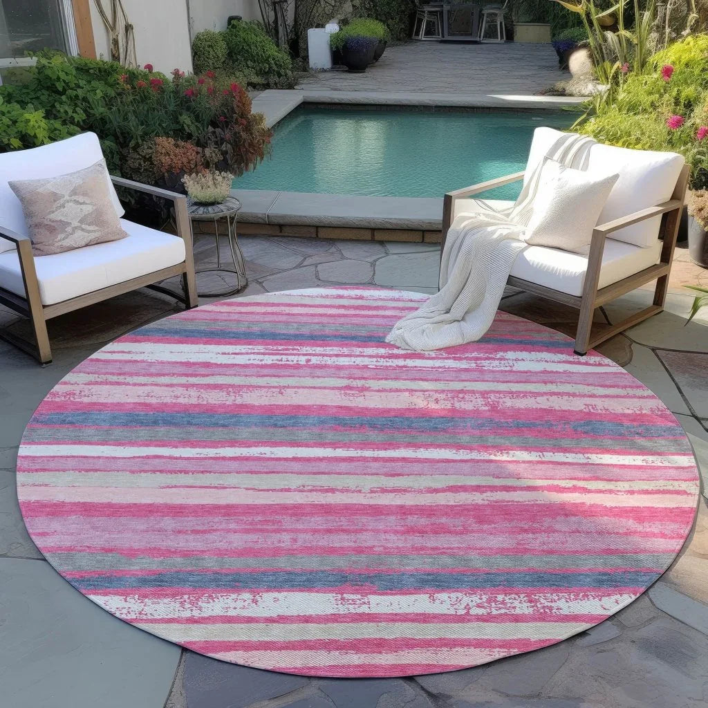 LOOMLAN Rugs Sylira Pink Washable Indoor-Outdoor Rug