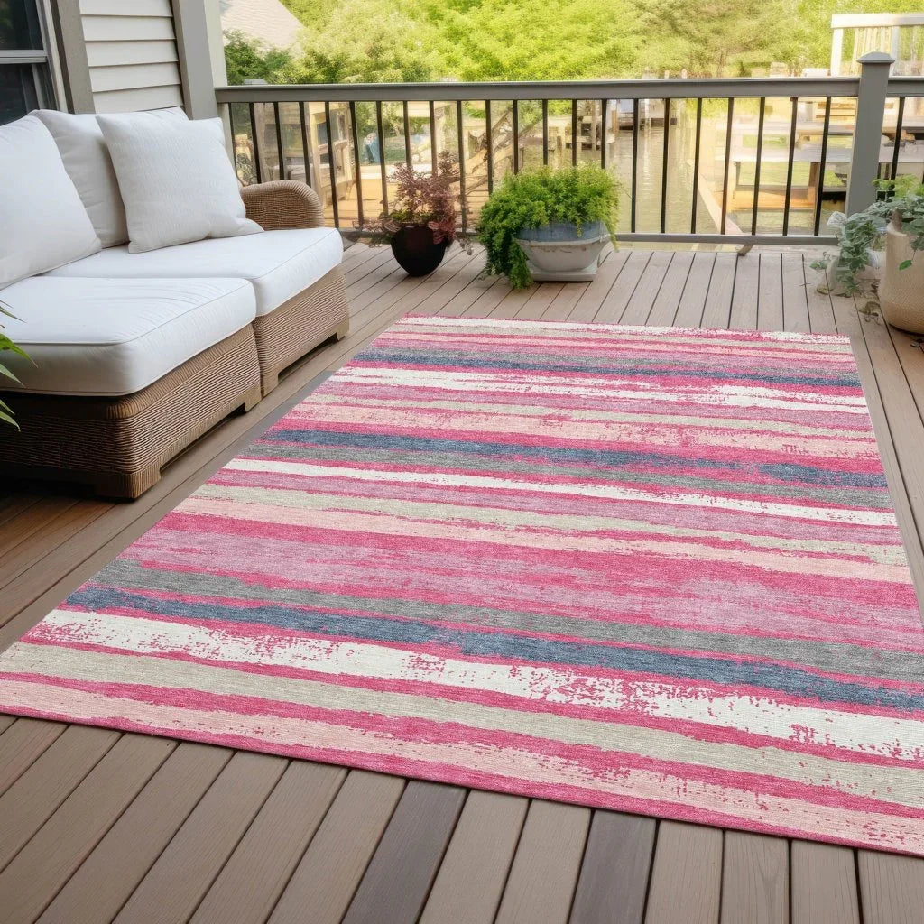 LOOMLAN Rugs Sylira Pink Washable Indoor-Outdoor Rug