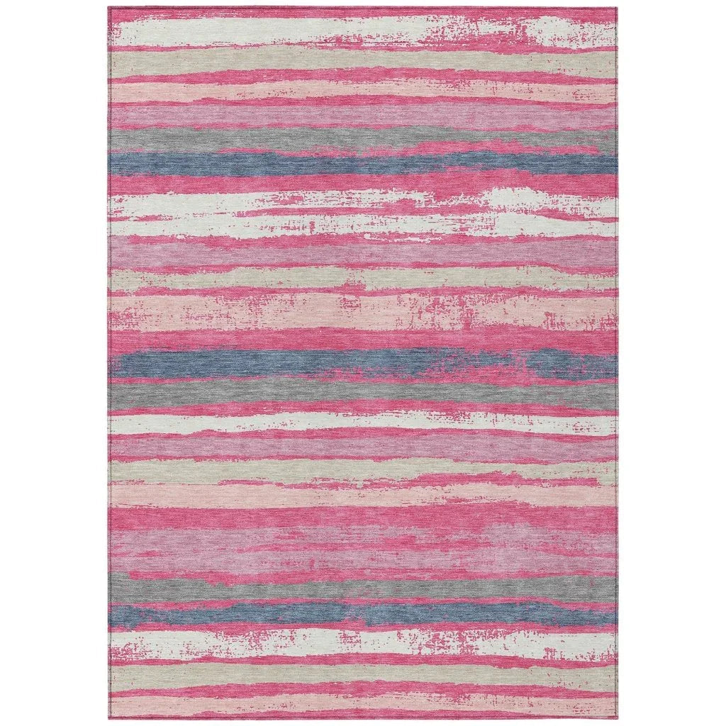 LOOMLAN Rugs Sylira Pink Washable Indoor-Outdoor Rug