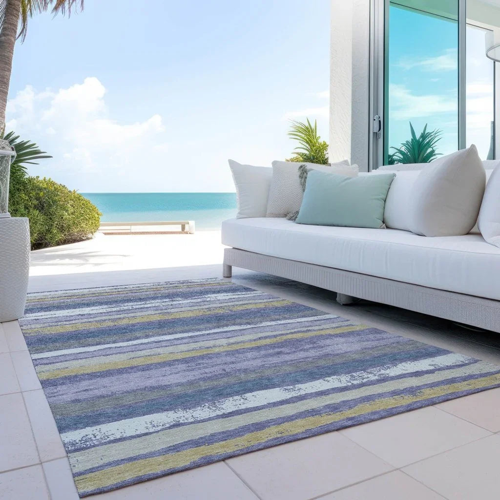 LOOMLAN Rugs Sylira Purple Washable Indoor-Outdoor Rug