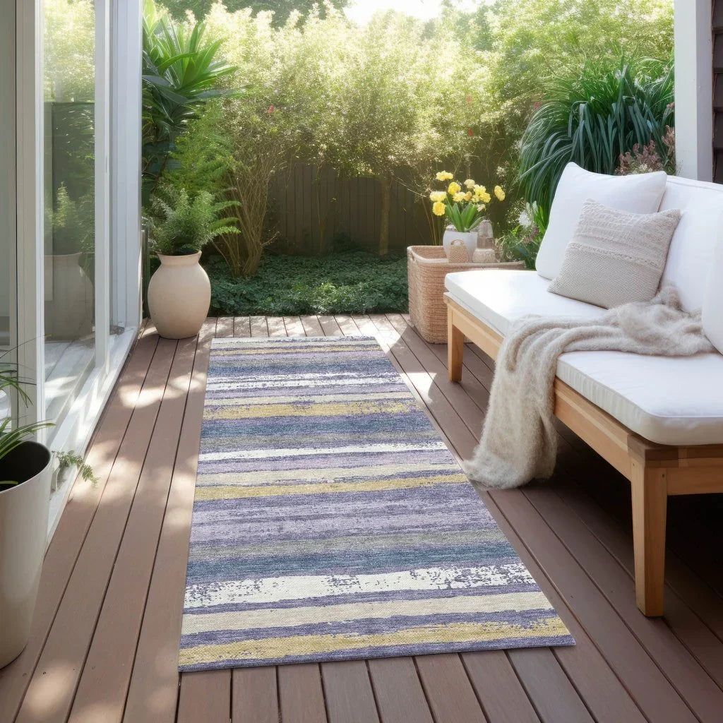 LOOMLAN Rugs Sylira Purple Washable Indoor-Outdoor Rug