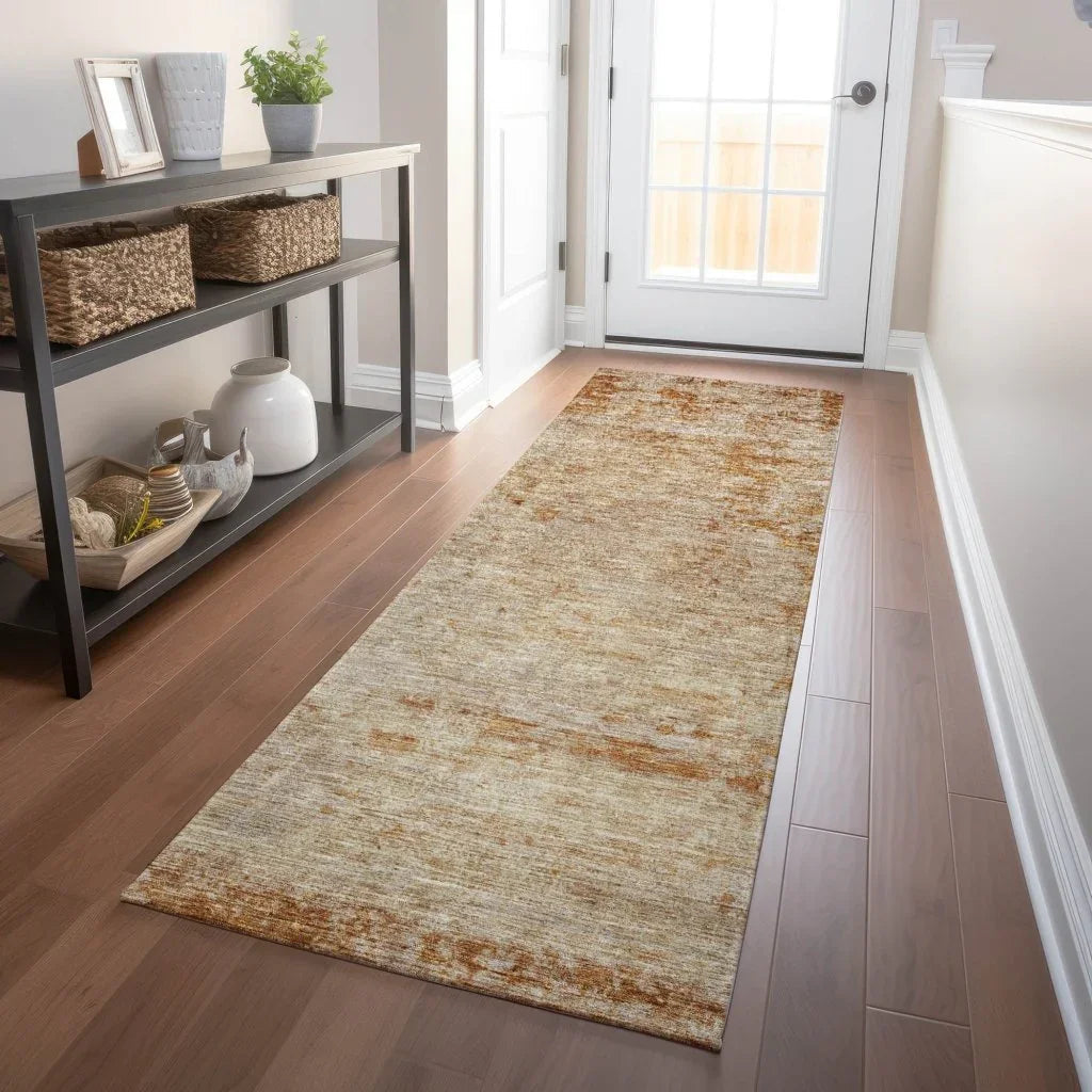 LOOMLAN Rugs Sylvaine Orange Washable Indoor-Outdoor Rug