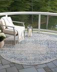 LOOMLAN Rugs Sylvia Blue Washable Indoor-Outdoor Rug