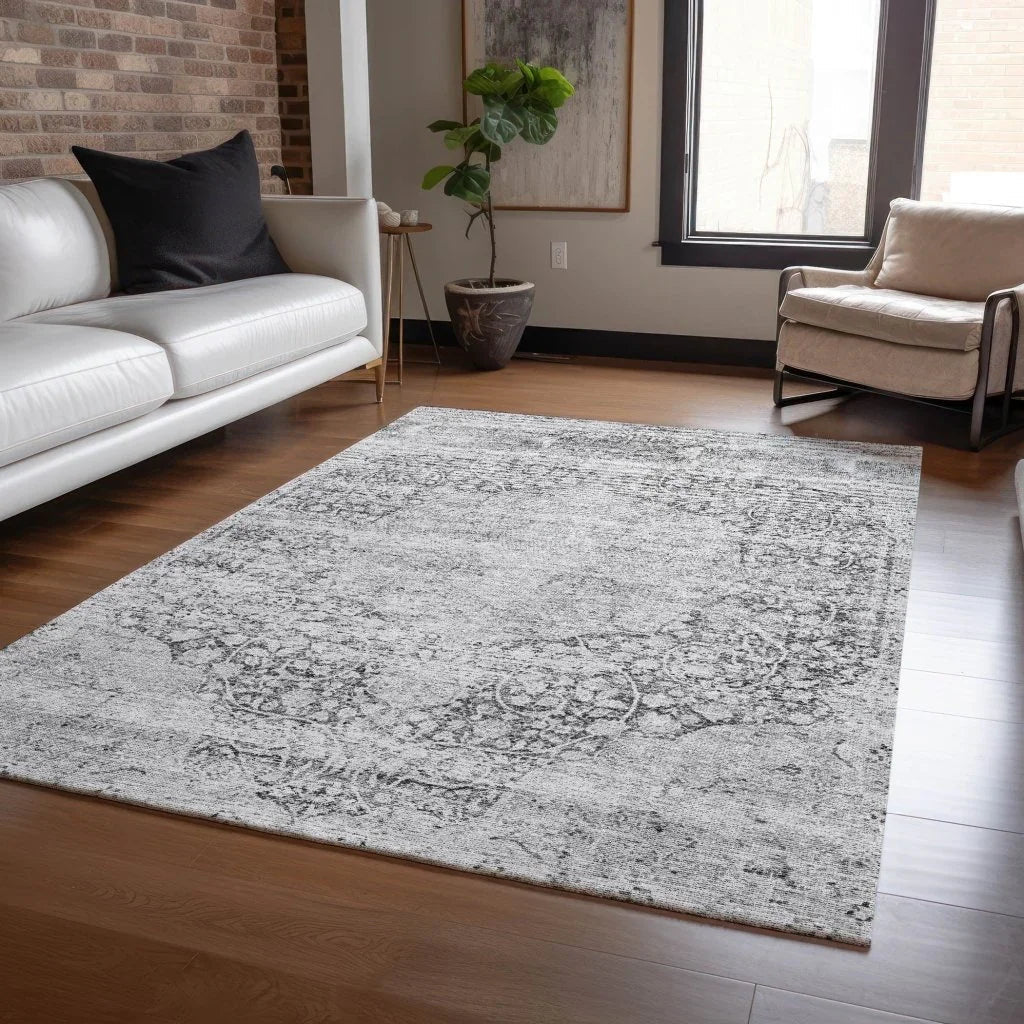 LOOMLAN Rugs Sylvia Gray Washable Indoor-Outdoor Rug