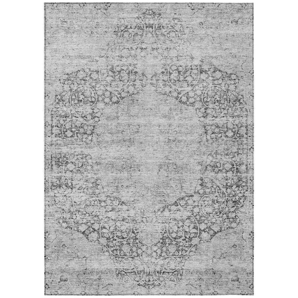 LOOMLAN Rugs Sylvia Gray Washable Indoor-Outdoor Rug