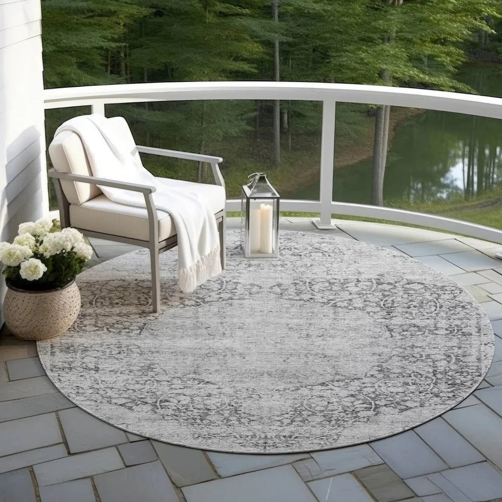 LOOMLAN Rugs Sylvia Gray Washable Indoor-Outdoor Rug