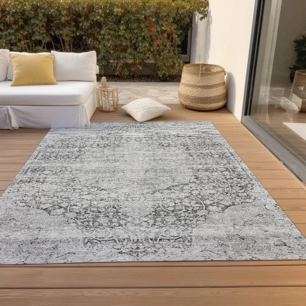 LOOMLAN Rugs Sylvia Gray Washable Indoor-Outdoor Rug