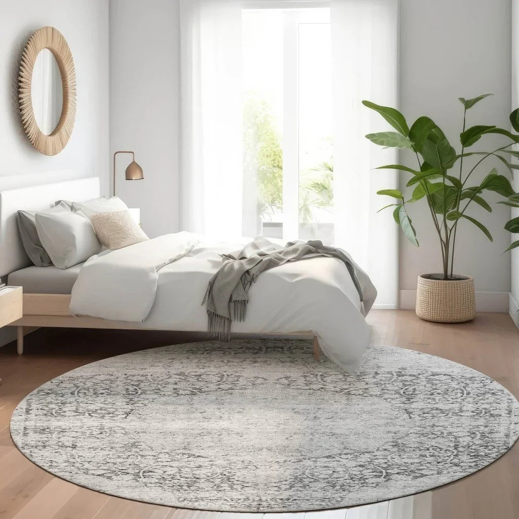 LOOMLAN Rugs Sylvia Gray Washable Indoor-Outdoor Rug