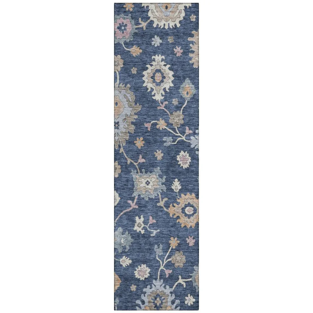LOOMLAN Rugs Talitha Blue Washable Indoor-Outdoor Rug