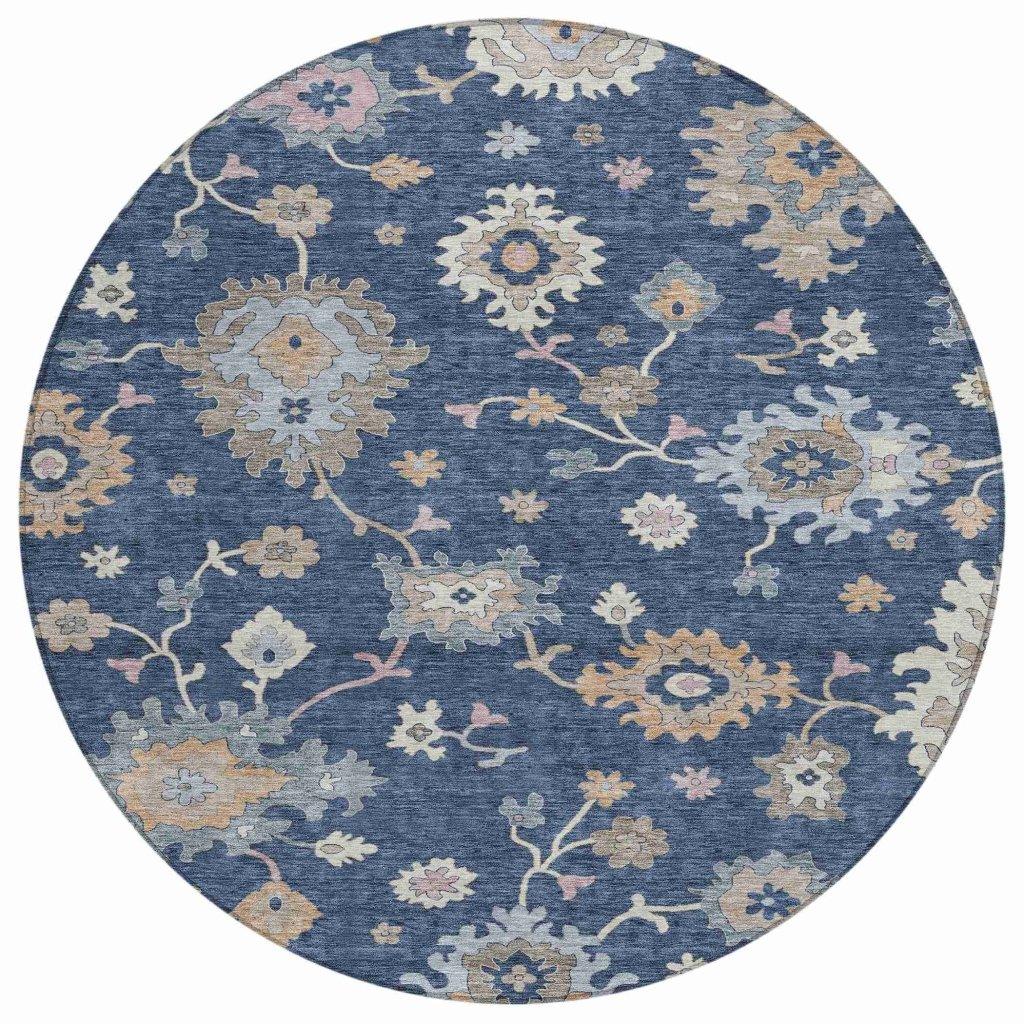 LOOMLAN Rugs Talitha Blue Washable Indoor-Outdoor Rug