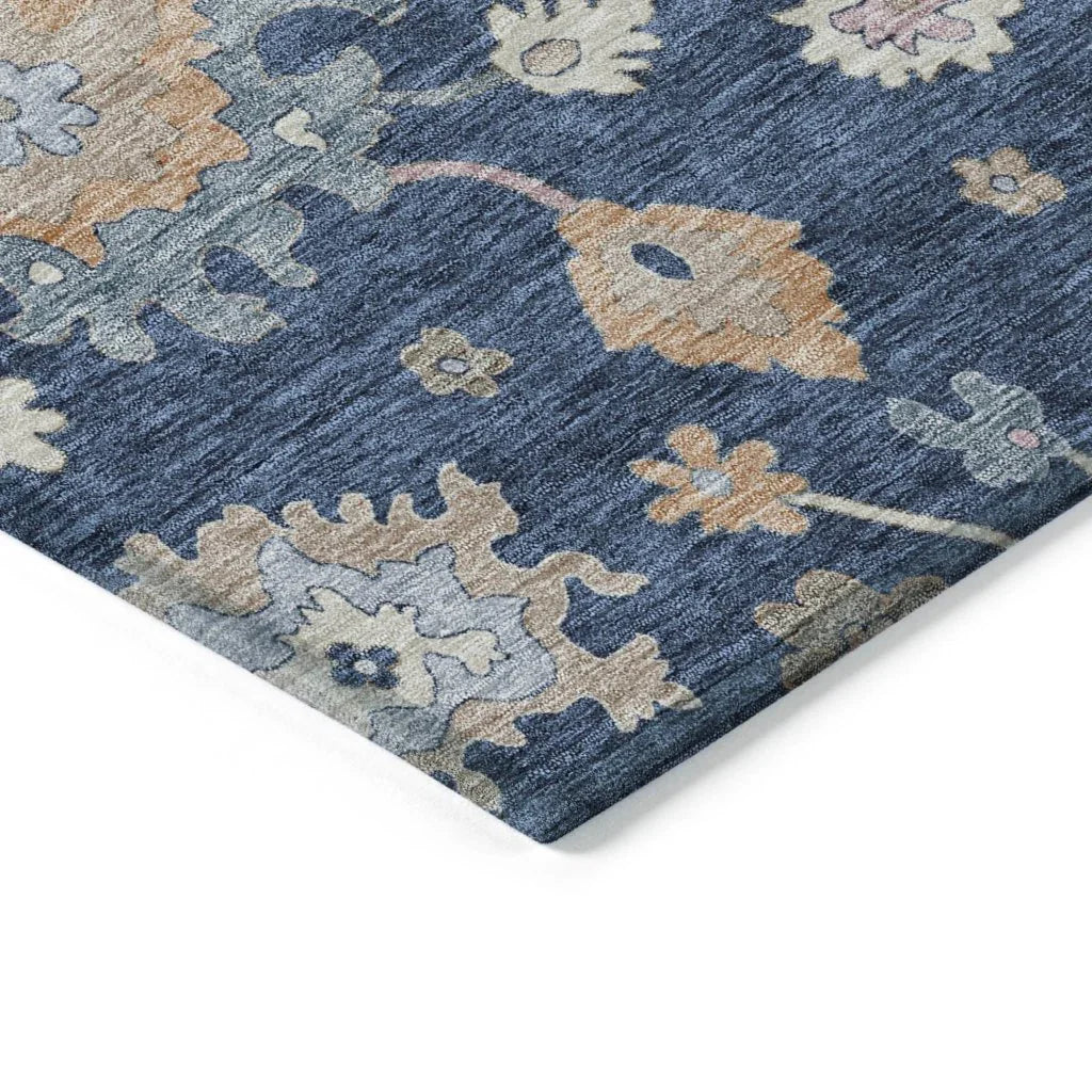 LOOMLAN Rugs Talitha Blue Washable Indoor-Outdoor Rug