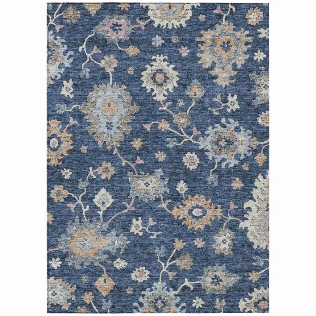 LOOMLAN Rugs Talitha Blue Washable Indoor-Outdoor Rug