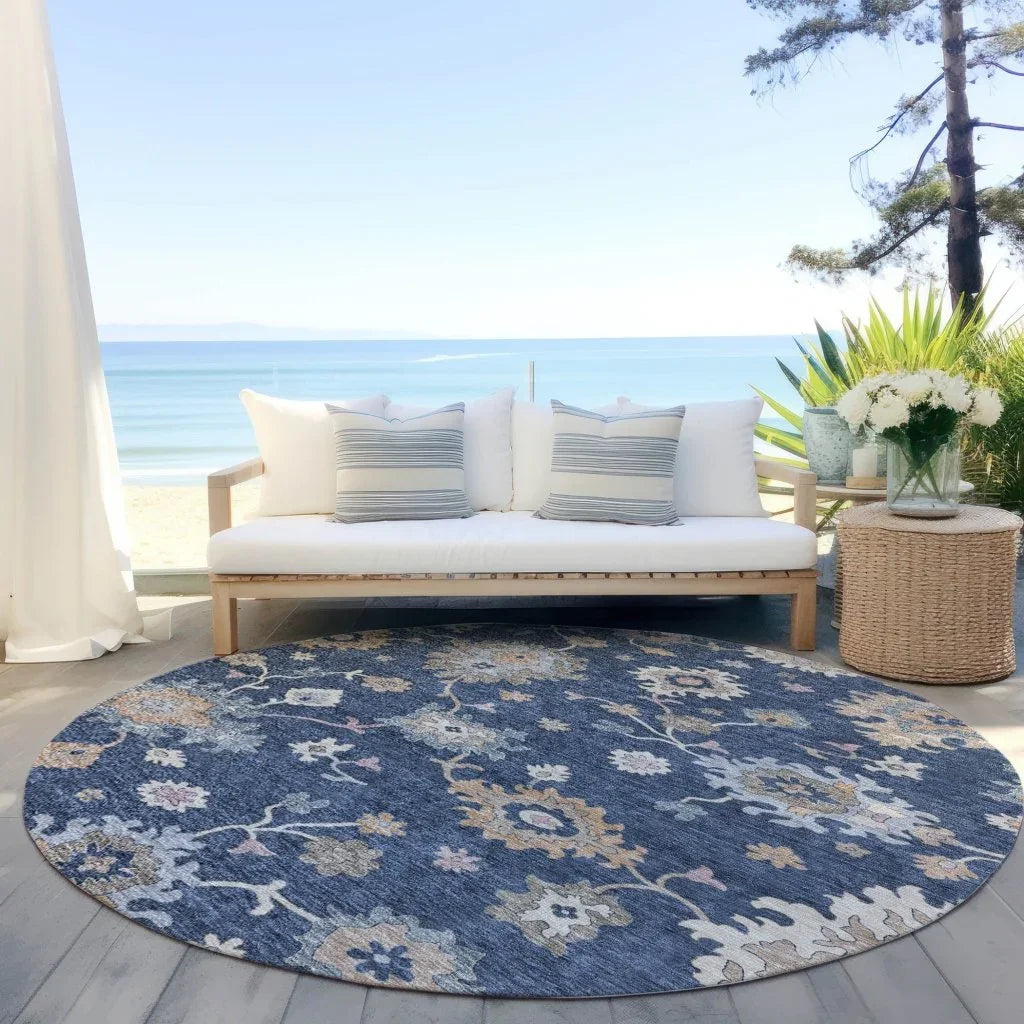 LOOMLAN Rugs Talitha Blue Washable Indoor-Outdoor Rug