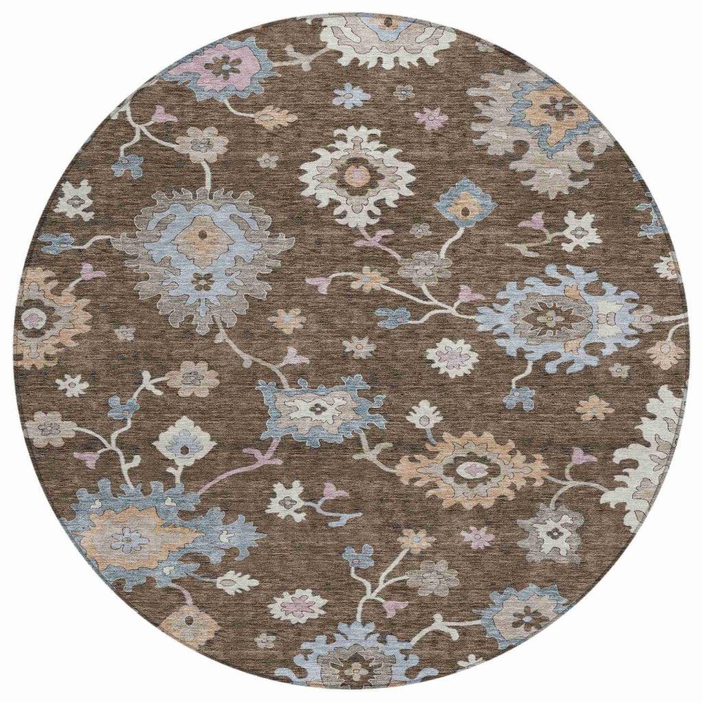 LOOMLAN Rugs Talitha Brown Washable Indoor-Outdoor Rug