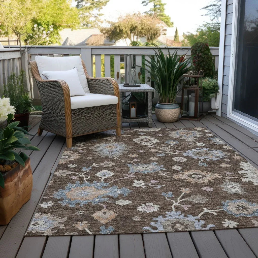 LOOMLAN Rugs Talitha Brown Washable Indoor-Outdoor Rug