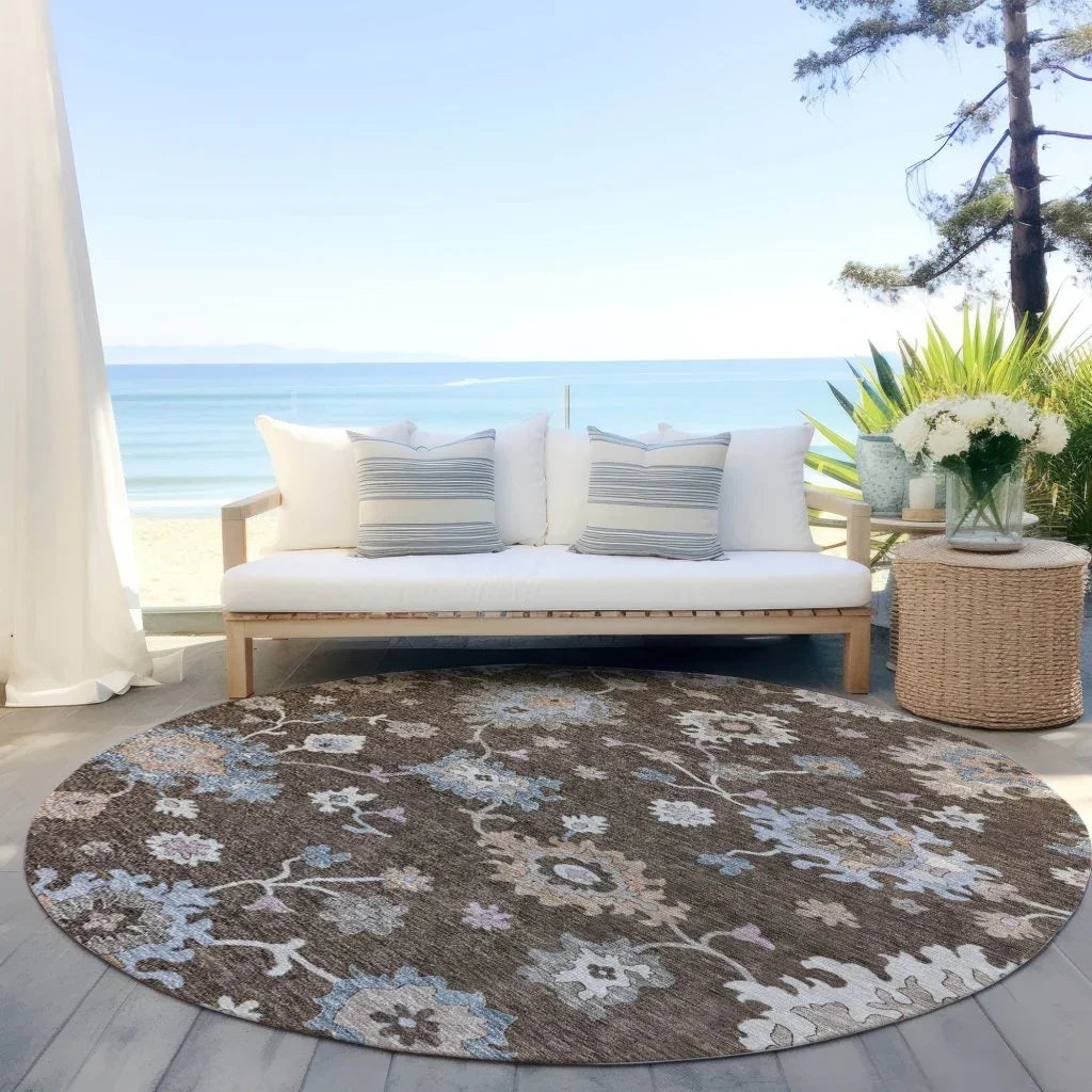 LOOMLAN Rugs Talitha Brown Washable Indoor-Outdoor Rug