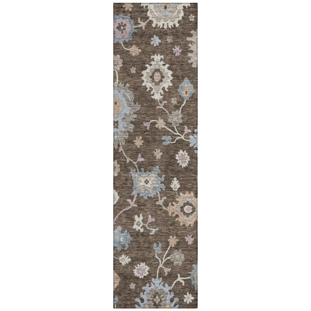 LOOMLAN Rugs Talitha Brown Washable Indoor-Outdoor Rug