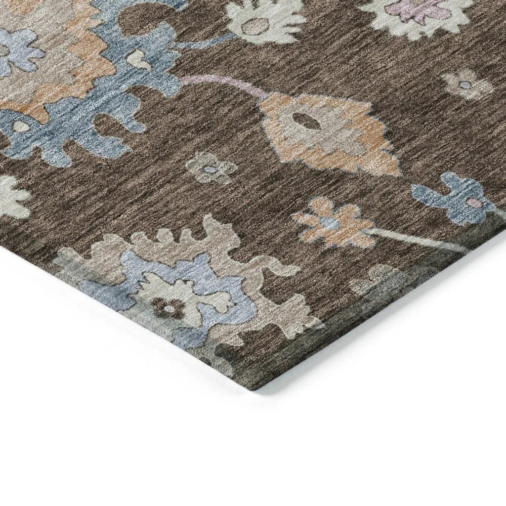 LOOMLAN Rugs Talitha Brown Washable Indoor-Outdoor Rug