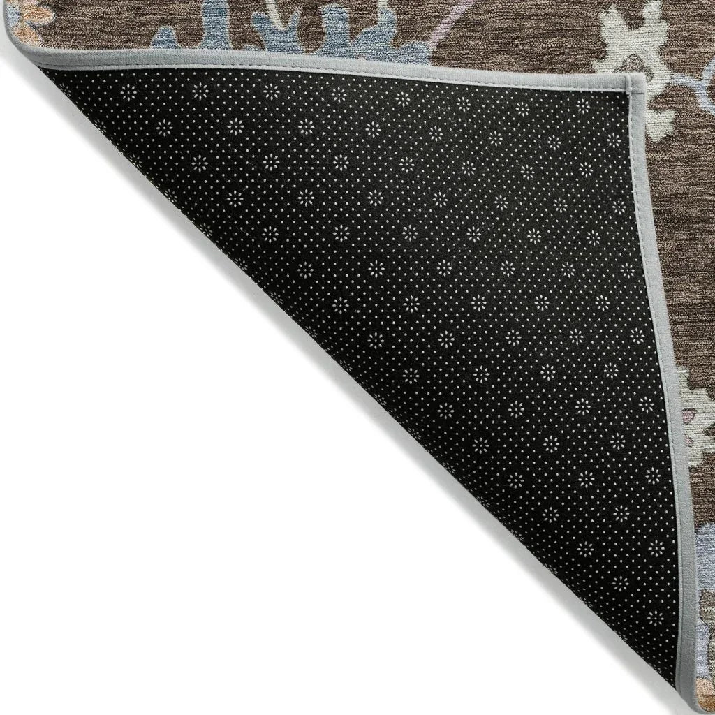 LOOMLAN Rugs Talitha Brown Washable Indoor-Outdoor Rug