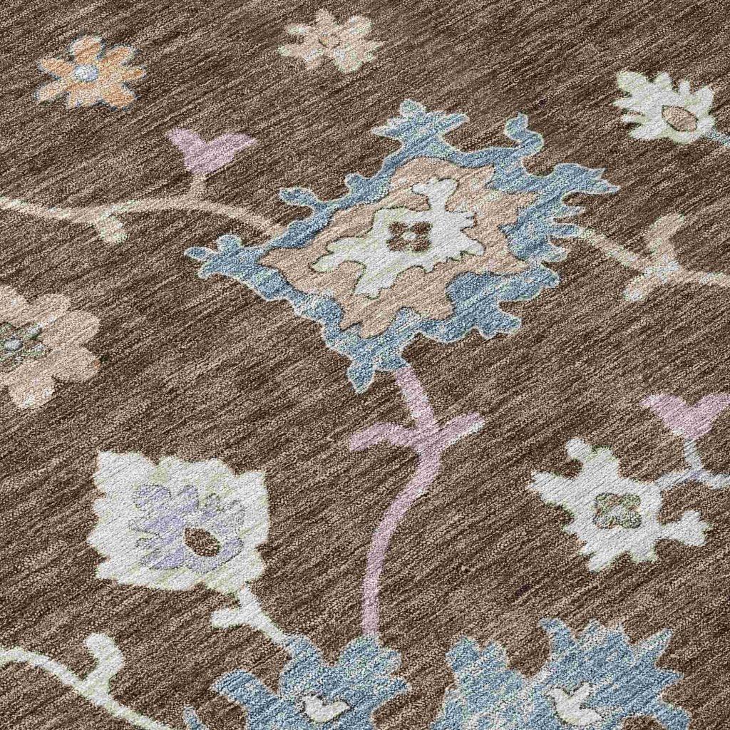 LOOMLAN Rugs Talitha Brown Washable Indoor-Outdoor Rug