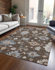 LOOMLAN Rugs Talitha Brown Washable Indoor-Outdoor Rug