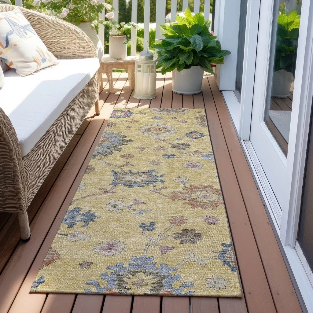LOOMLAN Rugs Talitha Gold Washable Indoor-Outdoor Rug